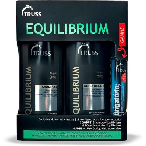 kit truss shampoo e condicionador equilibrium uso obrigatorio travel size