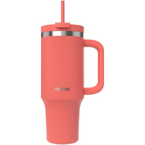 contigo streeterville 40oz tumbler stainless steel vacuum insulated leak proof cold for 29 hours coral