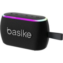 Basike Caixa de Som Portáteis Bluetooth 5.3, 100W Pico, TWS Estéreo Hi-Fi, Microfone, Luzes RGB, Modos EQ, Resistente à Água IPX6, 12h de Reprodução para Casa, Festa, Uso ao Ar Livre (Preto)