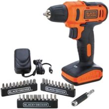 Black Decker Furadeira e Parafusadeira 3/8 Pol Bateria 12V, com 31 Acessórios e Maleta, Modelo ‎LD12SC, Bivolt