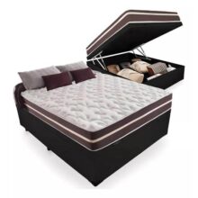 Cama Box Baú Casal mais Colchão De Molas Prime Colchões Classic Superlastic 138x188x64 Preto