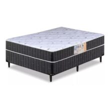 Cama Box Casal Conjugado Granada Umaflex Preto e Branco Flor