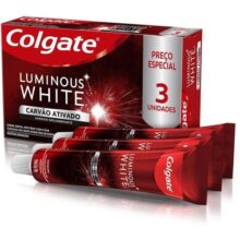 Colgate Creme Dental Clareador Luminous White Carvão Ativado 70G 3 Unidades