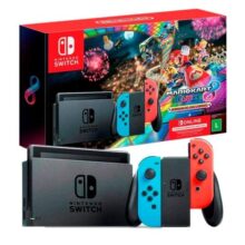 Console Nintendo Switch + Joy-Con Neon + Mario Kart 8 Deluxe + 3 Meses de Assinatura Nintendo Switch Online Azul e Verme