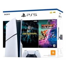 Console PlayStation 5 Midia Fisica Slim Branco 1TB Returnal e Ratchet e Clank Controle Sem Fio Dualsense Branco