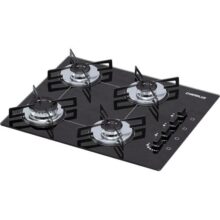 Cooktop 4 bocas Chamalux ultra chama Bivolt Trempe de Chapa Preto