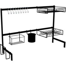 Cozinha Suspensa Modular Autosustentável Escorredor 20 Peças (PRETA)