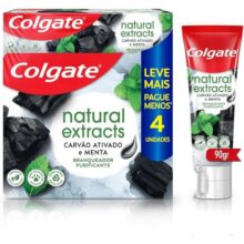 Creme Dental Colgate Natural Extracts Carvão Ativado e menta 4 unid 90g