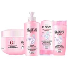 Elseve Glycolic Gloss Kit – Shampoo + Condicionador + Creme Super Gloss + Creme de Tratamento