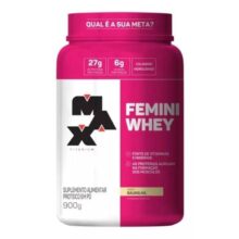 Femini Whey Protein Pote 900g – Max Titanium Sabor Baunilha