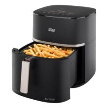 Fritadeira Elétrica Sem Óleo Air Fryer 7.1l 1700w Wap Airfry Mega Family Digital Com Cesto, Grelha E Alça Removível, Duplo Revestimento Antiaderente Graystone, Painel Digital, Cuba 7,1 Litros 127v