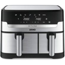 Fritadeira Sem Óleo Air Fryer Arno Dual 83L AFD2 Cestos Duplos Independentes Função SYNC Painel Digital Inox 1800W 22