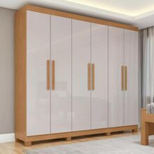 Guarda Roupa 06 Portas Easy Slim C/pes Amendoa Clean/off Wht