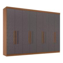 Guarda Roupa Casal Grande Master New 8 Portas 4 Gavetas Cor Jatoba/Grafite