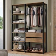 Guarda-roupa Closet Modulado Valencia 2 Gavetas 129cm Rustic/preto Madesa