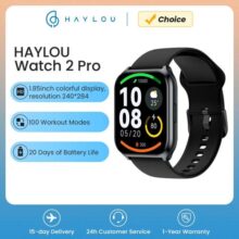 HAYLOU-LS02 Pro Smartwatch para homens e mulheres, 1.85 “HD Display, Monitor de Freqüência Cardíaca, 100 Modos de Treino, Smartwatch, R$200-R$20