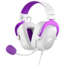 Headset Fone de Ouvido Havit HV-H2002d Purple, Gamer, com Microfone, Falante 53mm, Plug 3, 5mm: compatível com XBOX ONE e PS4, HAVIT, HV-H2002d Cor Roxo e Branco