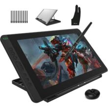 HUION MESA DIGITALIZADORA Kamvas 13 canetas, tablet de desenho gráfico 2 em 1,função de inclinação sem bateria,pressão da caneta 8192 e 8 teclas de atalho, preto com suporte