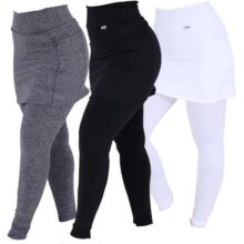 Kit 3 Leggings Saia Suplex Peluciada Termica Tapa Bumbum – Vermelho e Branco, Tamanhos P ao GG