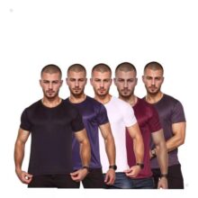 Kit 5 Blusa Camiseta Masculina Lisa Básica Atacado