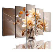 Kit 5 Quadros Decorativos Flores Luxo Mosaico Sala Quarto Ys