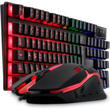 Kit Gamer Teclado Semi Mecanico Gamer Iluminado, Mouse Gamer Com Led USB 3200DPI, 7 Botões