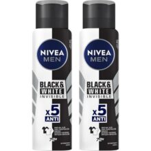 Kit NIVEA Desodorante Aerosol Men Black&White Invisible – 2 unidades