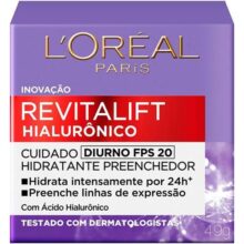 L’Oréal Paris Creme Facial Anti-Idade com Ácido Hialurônico Revitalift Diurno FPS 20 49g