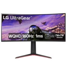 Monitor Gamer Curvo LG UltraGear LG 34″, UltraWide, 160Hz, WQHD, 1ms, DisplayPort e HDMI, AMD FreeSync Premium, HDR10, 99% sRGB – 34GP63A-B