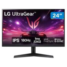 Monitor Gamer LG UltraGear 24″ FHD IPS 180Hz 1ms DisplayPort e HDMI NVIDIA G-SYNC AMD FreeSync HDR10 sRGB 99% – 24GS60F-B