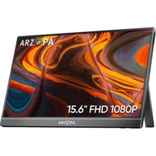 Monitor Portátil ARZOPA 15,6” FHD 1080P – Monitor Ultra Fino para Laptop com Suporte – Display IPS para PC, MAC, Celular, Xbox, PS5 – Conectividade USB C e HDMI -A1