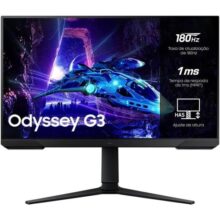 Monitor Samsung Odyssey G3″, 27″, 180Hz, 1ms,Ajuste de Altura,Freesync,DP,HDMI,FHD, preto