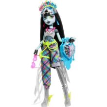 Monster High, Boneca Frankie Festival de Terror com Roupa Glamurosa e Acessórios Temáticos de Festival como Lanches, Pôster de Banda e Bolsa Estilosa, Para crianças a partir de 4 anos