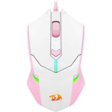 Mouse Gamer Redragon M601wp Centrophorus RGB, Branco Com Rosa