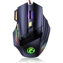 Mouse Gamer RGB 7 Botões 3.200 DPI Ajustável Iluminação LED RGB Alta Precisão e Velocidade para Jogos Trabalho e Estudos Cabo Reforçado Design Ergonôm