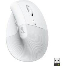 Mouse Sem Fio Logitech Lift Vertical com Design Ergonômico para Redução de Tensão Muscular, Cliques Silenciosos, Conexão Bluetooth ou USB Logi Bolt, Compatível com Windows/macOS/iPadOS – Branco