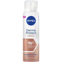 NIVEA Desodorante Antitranspirante Aerossol Derma Protect Clinical 150ml – Alta proteção de 96 horas contra o suor excessivo e o mau odor, garantindo axilas macias e sem irritação