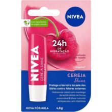 NIVEA Hidratante Labial Cereja Shine 4,8g – Cuidado e proteção para seus lábios por 24h, além de delicioso aroma de cereja e delicado brilho rosa