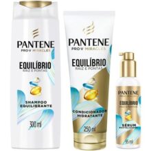 Pantene Kit PRO-V Miracles Equilíbrio Raiz e Pontas com Shampoo para cabelos mistos 300 ml, Condicionador Hidratante para pontas ressecadas 250 ml, e o Sérum revitalizador 95 ml