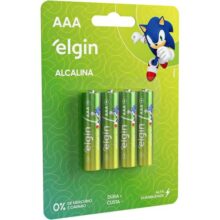 Pilha Alcalina, Elgin, Palito AAA, Blister com 4