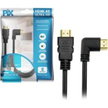 PIX Cabo HDMI 2.0 4K 19 Pinos – Plug 90 Graus, 2 Metros