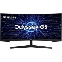 Samsung ‎C34G55TWWL Odyssey 34′ – Monitor Gamer Curvo, WQHD, 165Hz, 1ms, tela ultrawide, HDMI, Display Port, Freesync Premium, preto, série G5