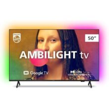 Smart TV Philips Ambilight 50″ 4K 50PUG7908/78, Google TV, Comando de Voz, Dolby Vision/Atmos, VRR/ALLM, Bluetooth