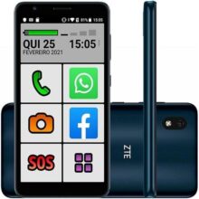 Smartphone do Idoso 4G Letras Grandes, Botão SOS, Dual SIM 32GB 1GB RAM Tela 5.45″ Câmera 8Mpx Android 9 – Cinza