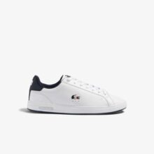 Tênis Masculino Lacoste Graduate Pro Em Couro Tricolor – Branco / Marinho / Vermelho, 10 Branco