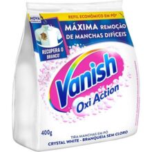 Vanish Tira Manchas Em Pó Crystal White Oxi Action 400G Para Roupas Brancas Refil Econômico