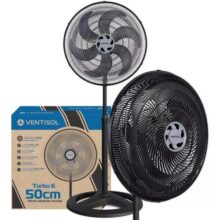 Ventilador Oscilante De Coluna Ventisol Turbo 6 Pás 50cm Preto 127v