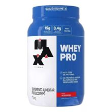 Whey Pro Concentrado Pote 1kg – Max Titanium Sabor Morango