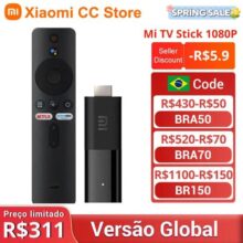 Xiaomi mi tv vara versão global 1080p android tv 9.0 hdr 1gb ram 8gb rom portátil mini tv dongle wifi google assistente